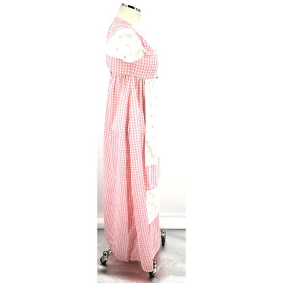 Cynnie Sweet Things Dress Sz S Pink White Gingham Prairie Maxi Cotton Honolulu - Picture 3 of 7